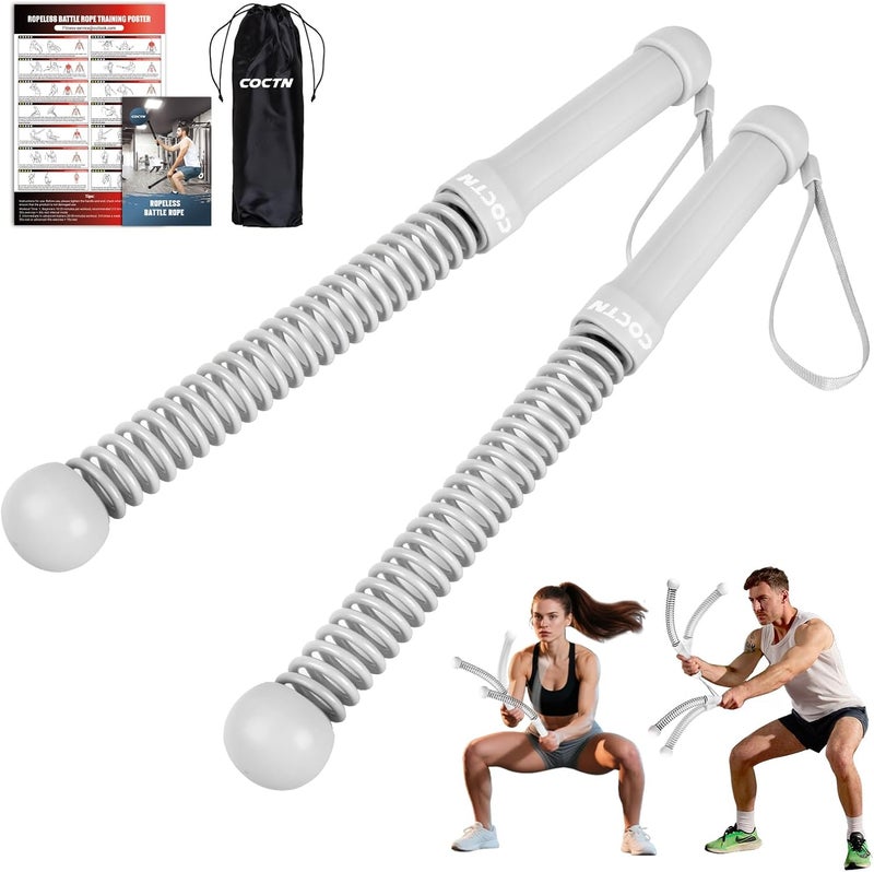 COCTN Weighted Ropeless Battle Ropes, Heavy Duty Portable Cordless Battle Ropes for Home Gym with Poster, Workout Exercise Rope for Strength Building, HIIT and Low-Impact Aerobic Training for Men & Women - Image 1
